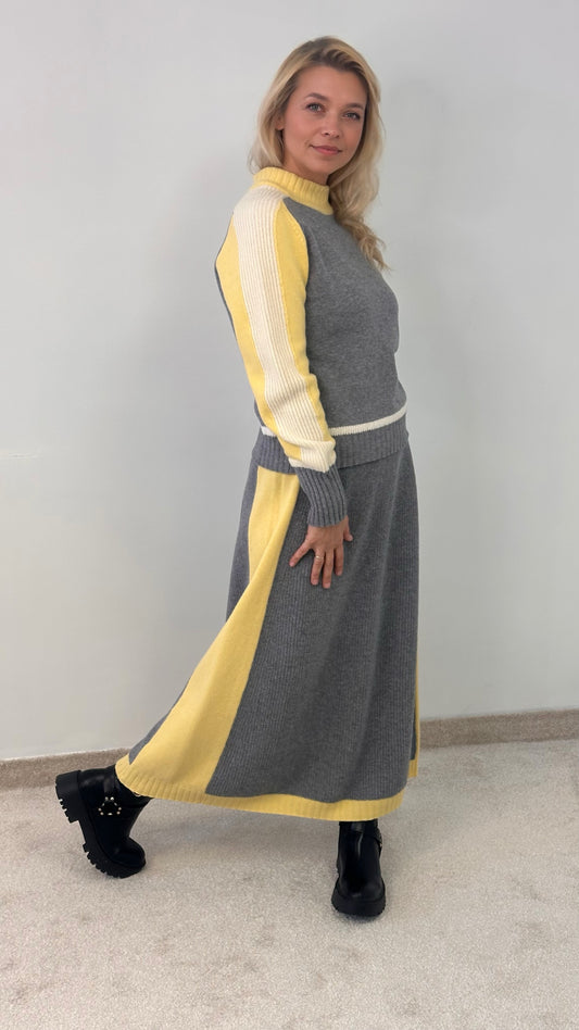 Sweater & Skirt Set “Salma Yellow”