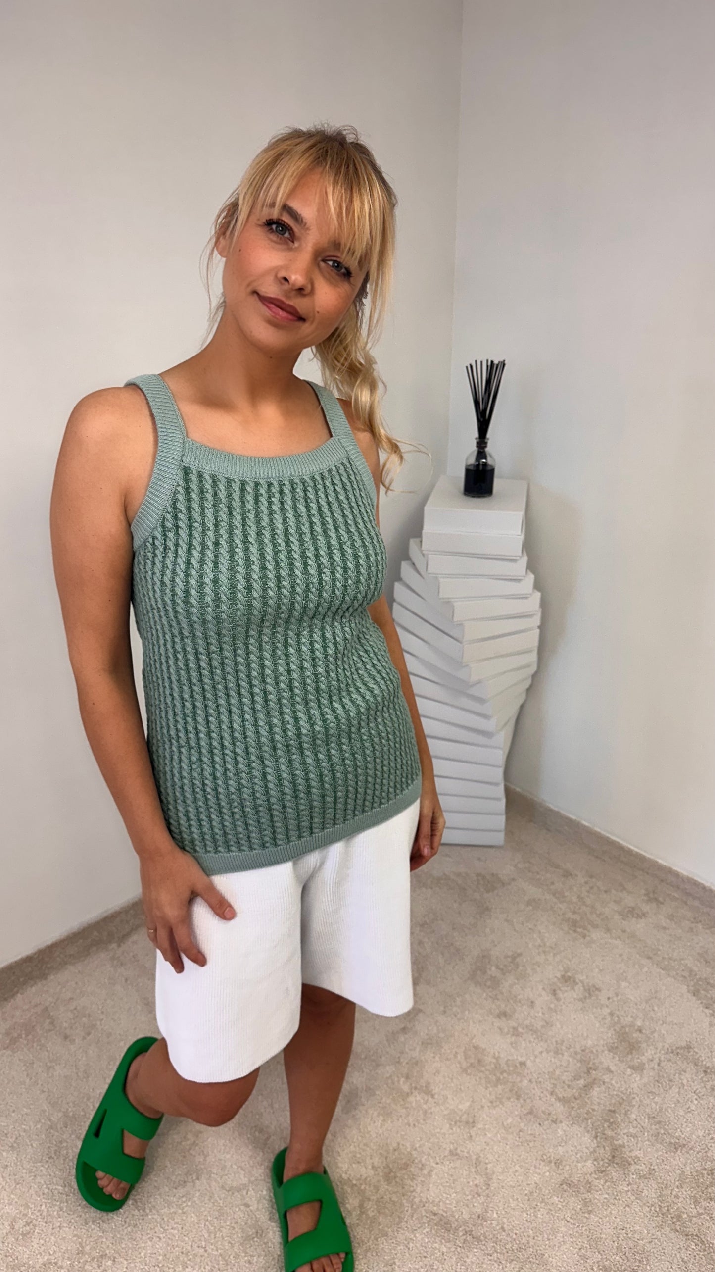 Cable Cotton Tank top "Brianna"