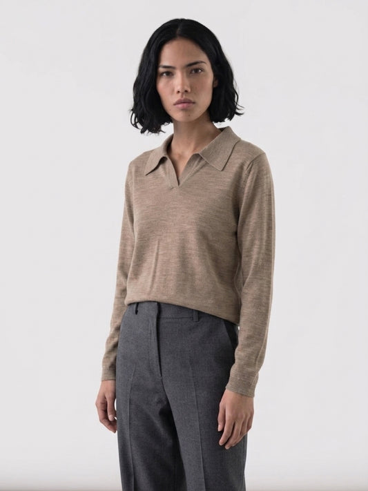 Merino Wool Polo Long Sleeve “Paula”