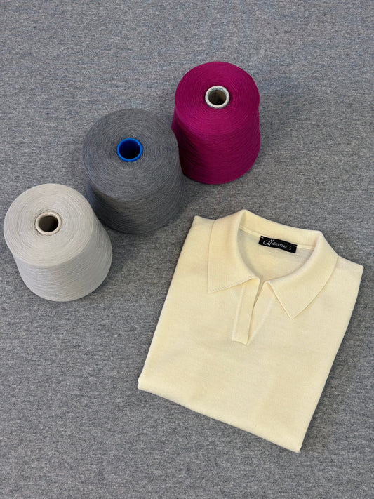 Merino Wool Polo Shirt “Paula” Short sleeve