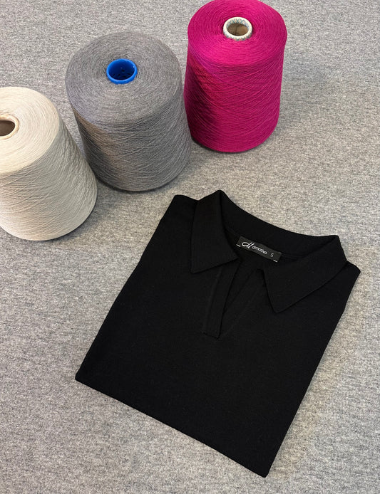 Merino Wool Polo Shirt “Paula” Short sleeve