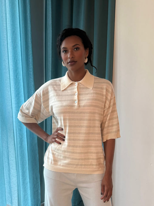 Premium Collection Cotton&Cashmere Polo Shirt "Valeria"