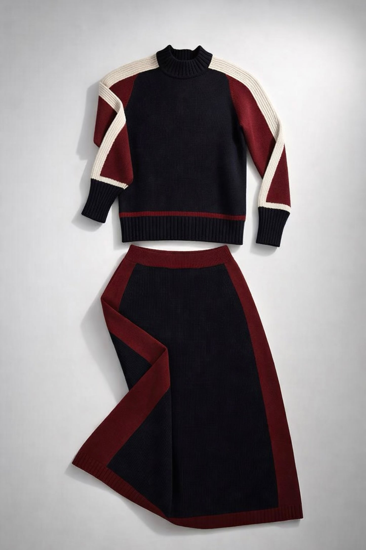 Sweater & Skirt Set “Salma Bordo”