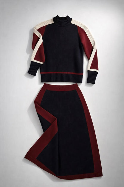 Sweater & Skirt Set “Salma Bordo”