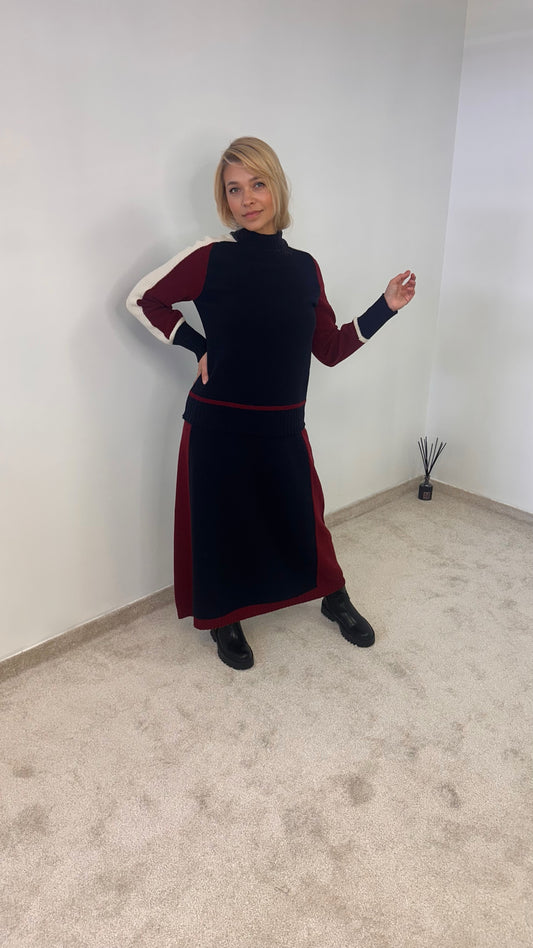 Sweater & Skirt Set “Salma Bordo”