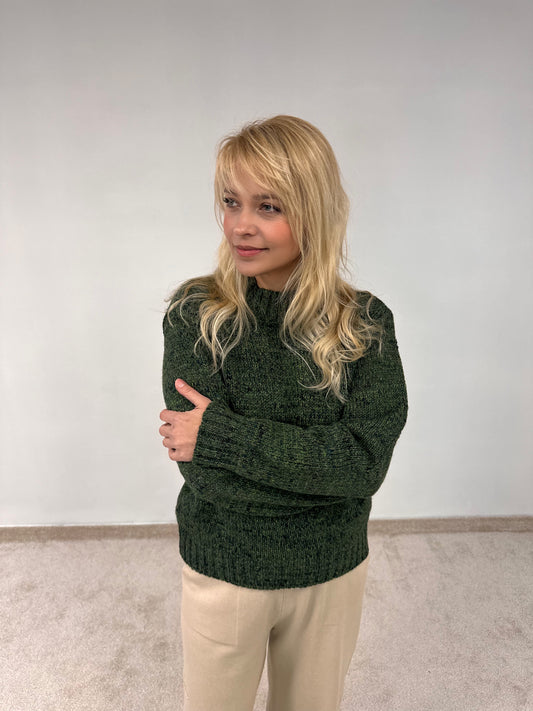 Kurzer Melange-Strickpullover „Tyla“
