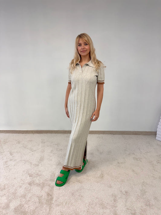 Langes Baumwollkleid mit Zopfmuster „Vivian“