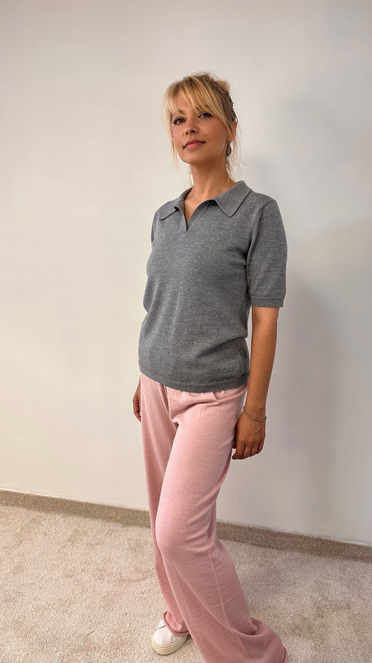 Merino Wool Polo Shirt “Paula” Short sleeve