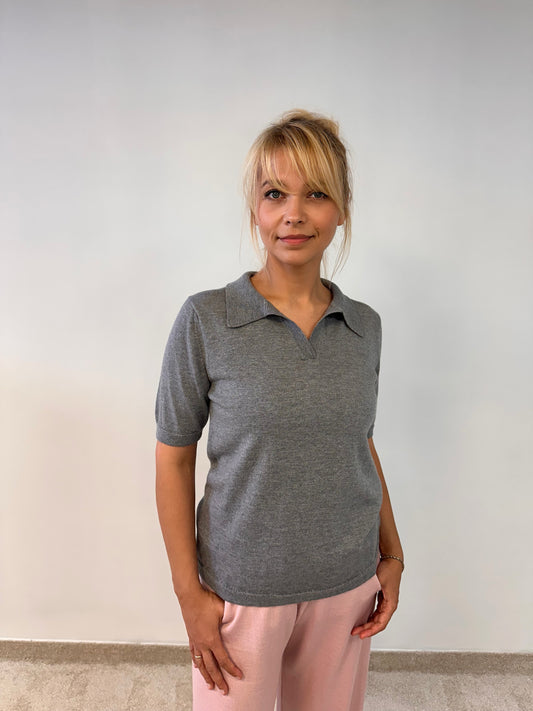 Merino Wool Polo Shirt “Paula” Short sleeve