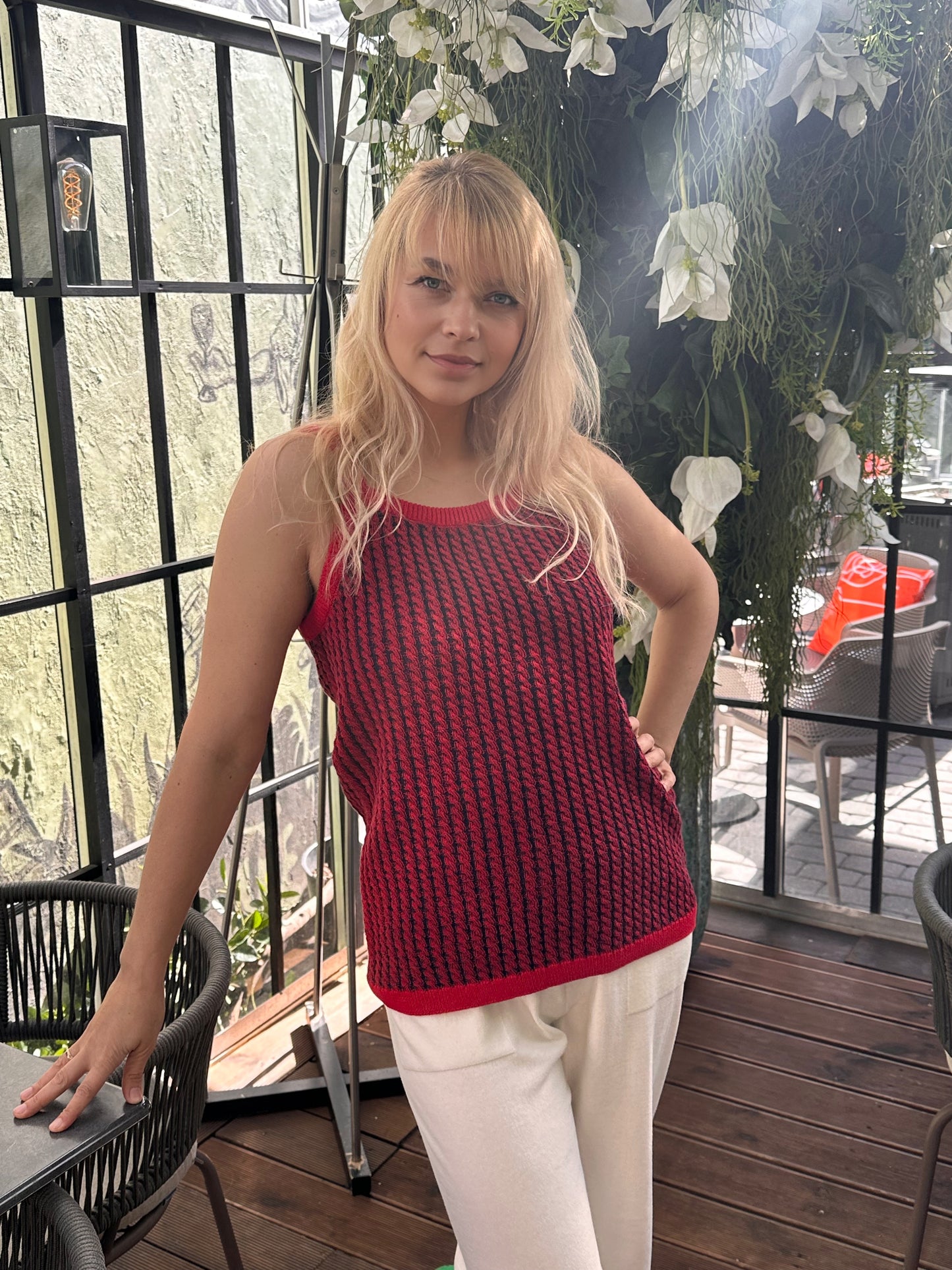 Cable Cotton Tank top "Brianna"