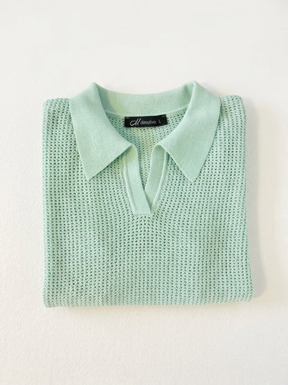 Cotton Short Sleeve Polo T-shirt “PERLE”